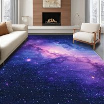 Flatwoven High Traffic Area Rug, Striking Starfield Visual Experience, Non Slip, Stain Resistant, Washable Area Rugs for Living Room, Bedroom(Purple, 4X6)