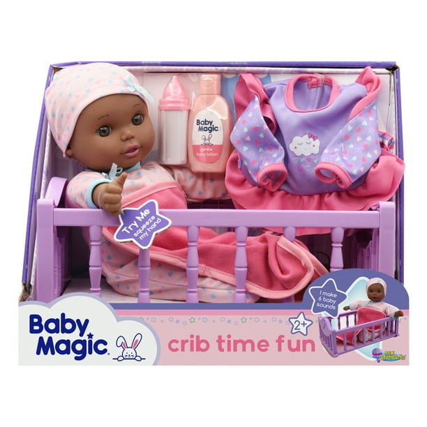 Baby Magic Crib Time Fun Play Set W/ Toy African American Baby Doll