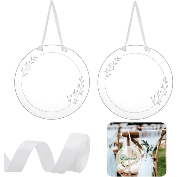 2Pcs Clear Acrylic Hanging Sign 7.87" Flat Round Reserved Signs
