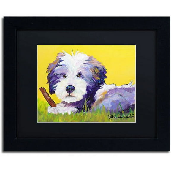 Trademark Fine Art "Chew Stick" Canvas Art by Pat Saunders-White, Black Mat, Black Frame