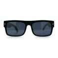 thumbnail image 4 of Thick Real Bamboo Wood Arm Square Narrow Rectangle Horn Rim Sunglasses Matte Black - Black, 4 of 8