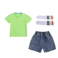 thumbnail image 2 of Amidoa Girls Summer Outfits Short Sleeves T-Shirts and Summer Casual Kids Elastic Waist Clothing Set Mint Green Size 5T, 2 of 9