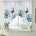 thumbnail image 2 of Blue Tulips Swag Valances for Windows, Kitchen Window Curtains Over Sink, Watercolor Flowers Butterfly Spring Farmhouse Blue Window Treatment Curtains for Living Room/Bedroom 2 Panel Sets 36"x45", 2 of 8