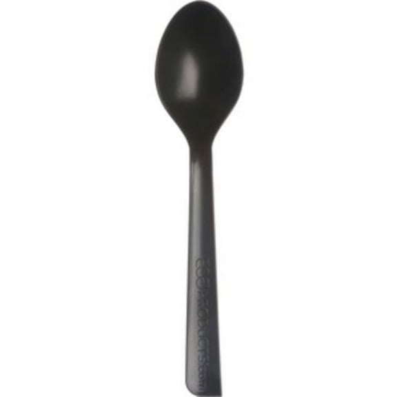 6 in. 100 Percent Recycled Polystyrene Spoons, Black - Pack of 20