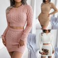 thumbnail image 3 of Yokua Two Piece Set Womens Skirts Long Sleeve Crop Tops+Mini Skirt Autumn Outfits, 3 of 19