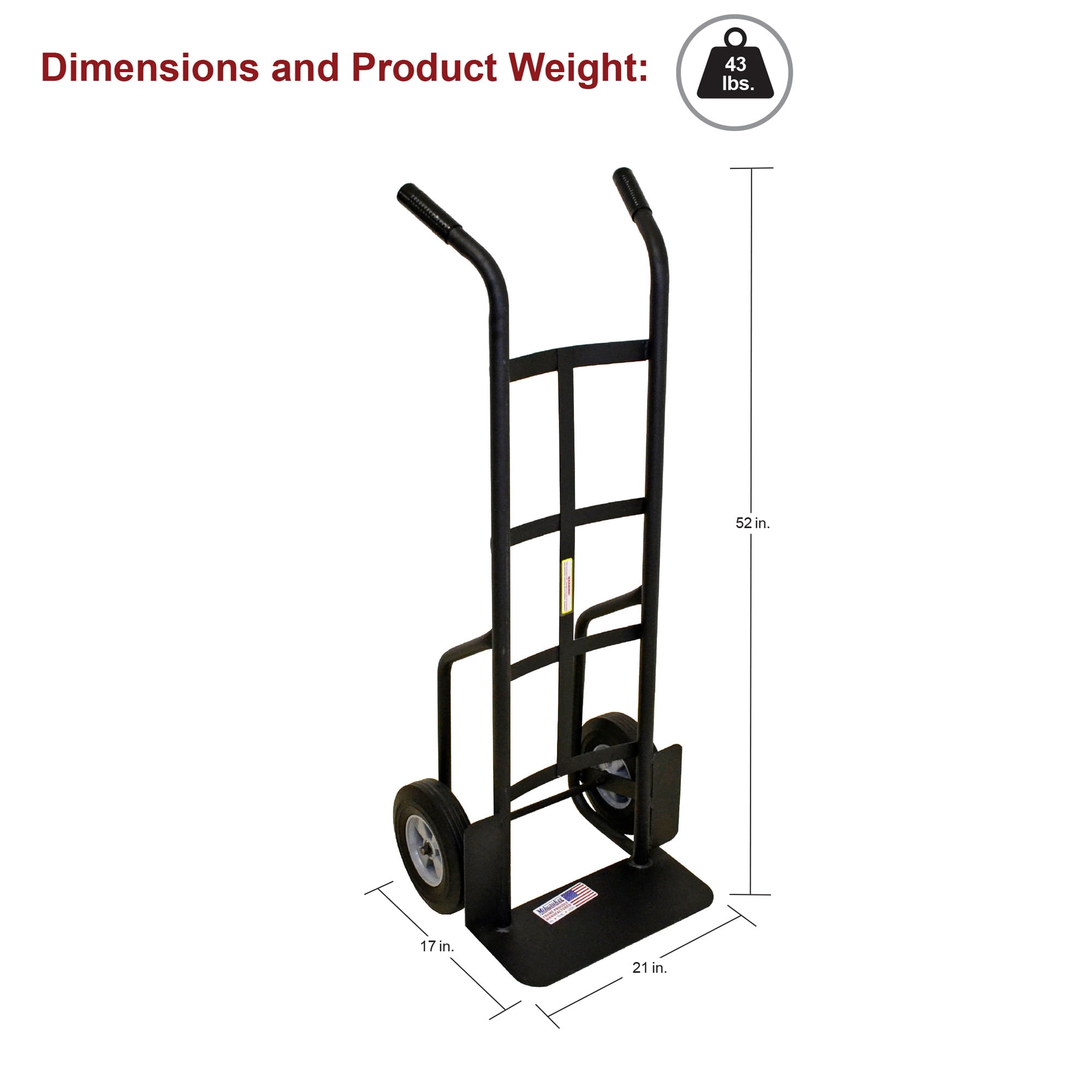 Milwaukee DC60138, Black 1000 lb Dual Handle Hand Truck
