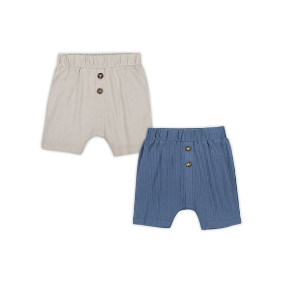 Little Star Organic Baby Boys 2Pk Harem Shorts, Size Newborn-24 Months