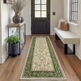 thumbnail image 4 of HIWEAVER Pink/Green 2' x 6' Washable Distressed Floral Vintage Runner for Kitchen Indoor Throw Carpet Non-Slip Foldable Doormat for Hallway Farmhouse Dorm Home Decor, 4 of 6