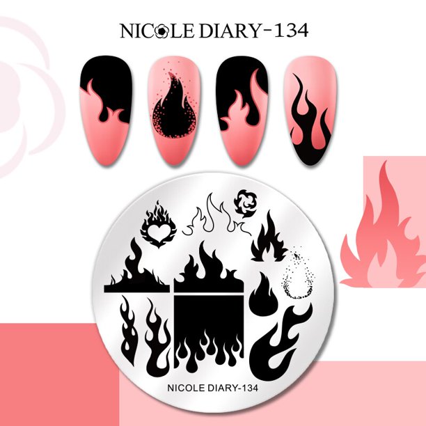 NICOLE DIARY Flor Línea francesa Patrón Placas de estampado de uñas Hoja geométrica Floral Nail Art Stamp Stencil Plantilla de impresión Tan Jianjun unisex