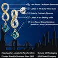 thumbnail image 2 of Gem Stone King 925 Silver and 10K Yellow Gold London Blue Topaz and Lab Grown Diamond Dangle Earrings for Women | 1.46 Cttw | Gemstone November Birthstone | Round 5MM, 2 of 6