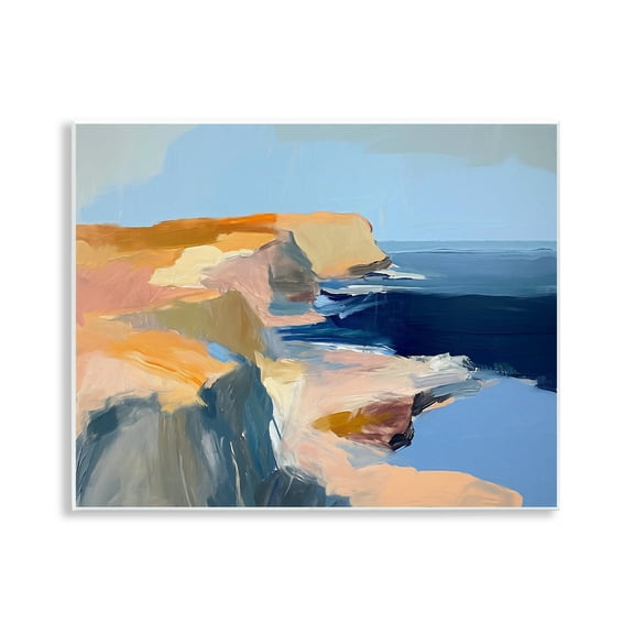 Stupell Industries Rugged Cliffs Coastline Coastal Painting Unframed Art Print Wall Art, 14 x 11