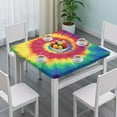 thumbnail image 3 of Colorful Rainbow Tie Dye Spiral Pattern Square Fitted Tablecloth with Elastic Edge,Square Table Cover,Washable Elastic Table Cover for Home Kitchen Party Decor 36"x36", 3 of 6