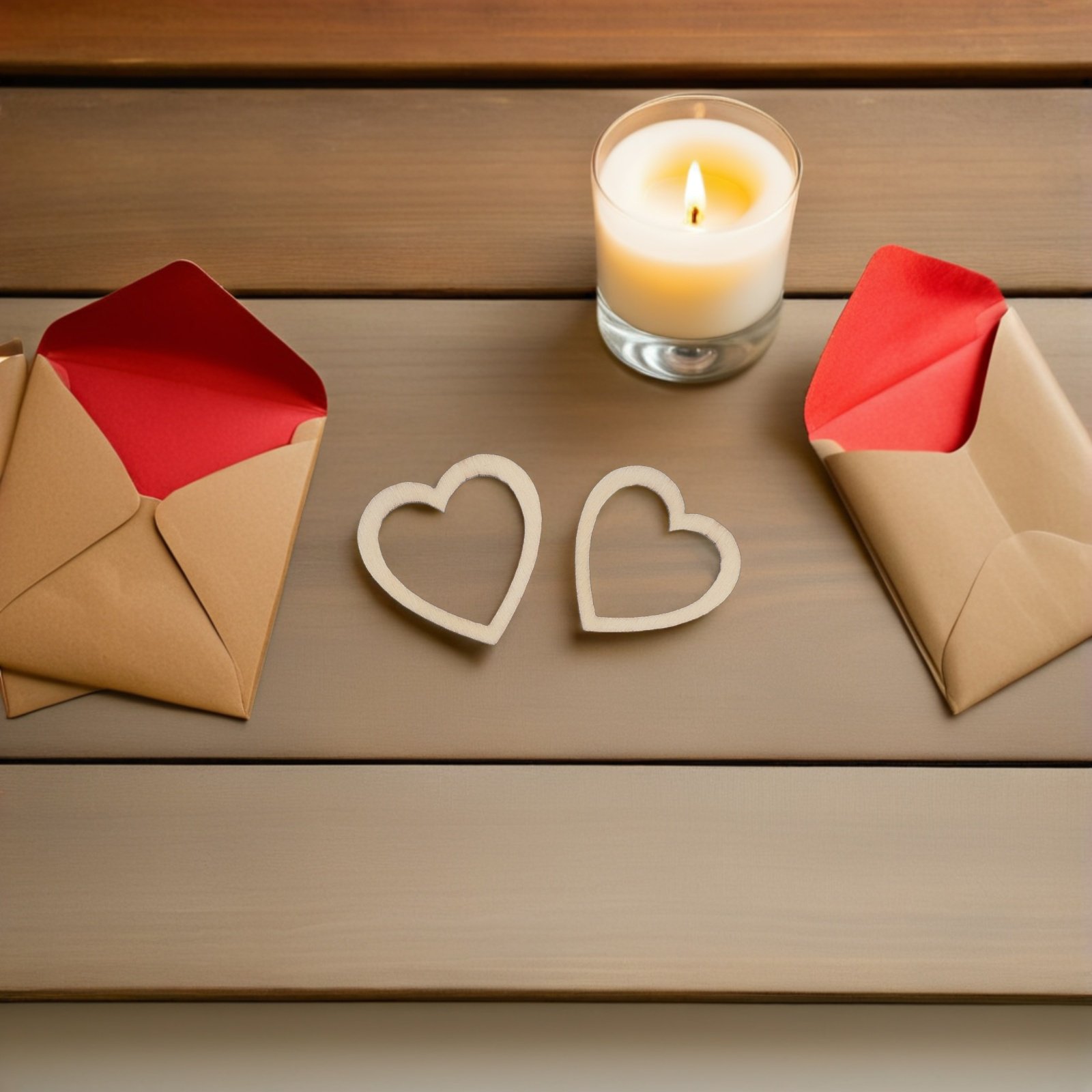 ELAYARD 300 Pcs Heart Shaped Wood Cutouts Natural Khaki Wooden Craft Pieces for Wedding Party Decor Scrapbooking Supplies