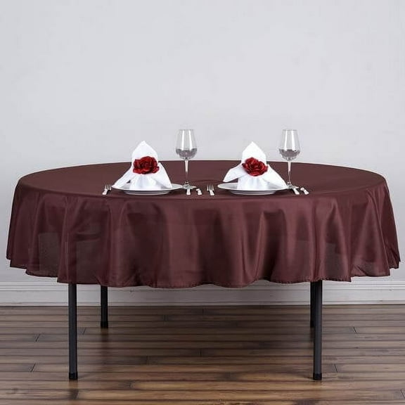 Efavormart Round Tablecloth, 70 Inch Stain & Wrinkle Resistant Washable Table Cloth, Decorative Polyester Fabric Table Cover for Banquet, Wedding, Dining- Chocolate
