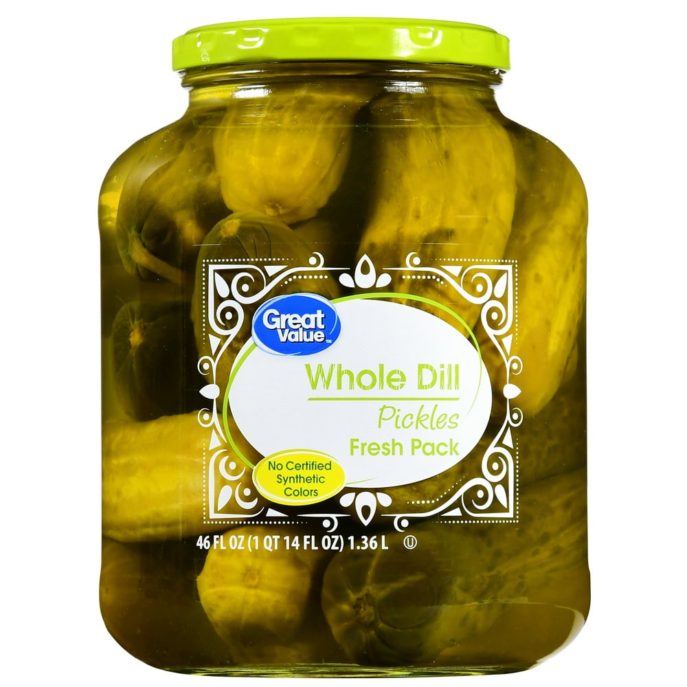 Great Value Whole Dill Pickles, 46 oz