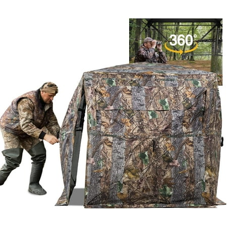 Pop-Up Hunting Blind with 270/360-Degree Visibility 2/3-Person Capacity Camouflage Design Includes Carrying Bag