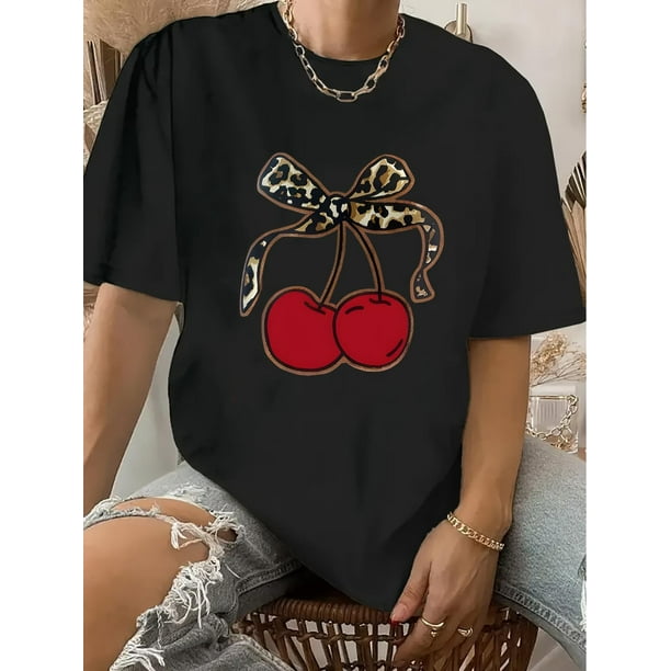 Camiseta De Verano Para Mujer, Cuello Redondo, Para Mochilero, Vacaciones En La CalleDeer Chives Directional Is a Round-Neck Short-Sleeve T-Shirt, a Vintage Casual Printed Top for Women.Father's Day