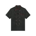 thumbnail image 3 of CHICTRY Men's Chef Coat Short Sleeve Double Buttons Chef Shirt Hotel Kitchen Restaurant Work Uniform Top Black Short Sleeve 3XL, 3 of 5