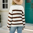 thumbnail image 4 of Striped Sweater Sevevn Women's Striped Long Sleeved Round Neck Pullover Knitted Sweater Top, 4 of 9