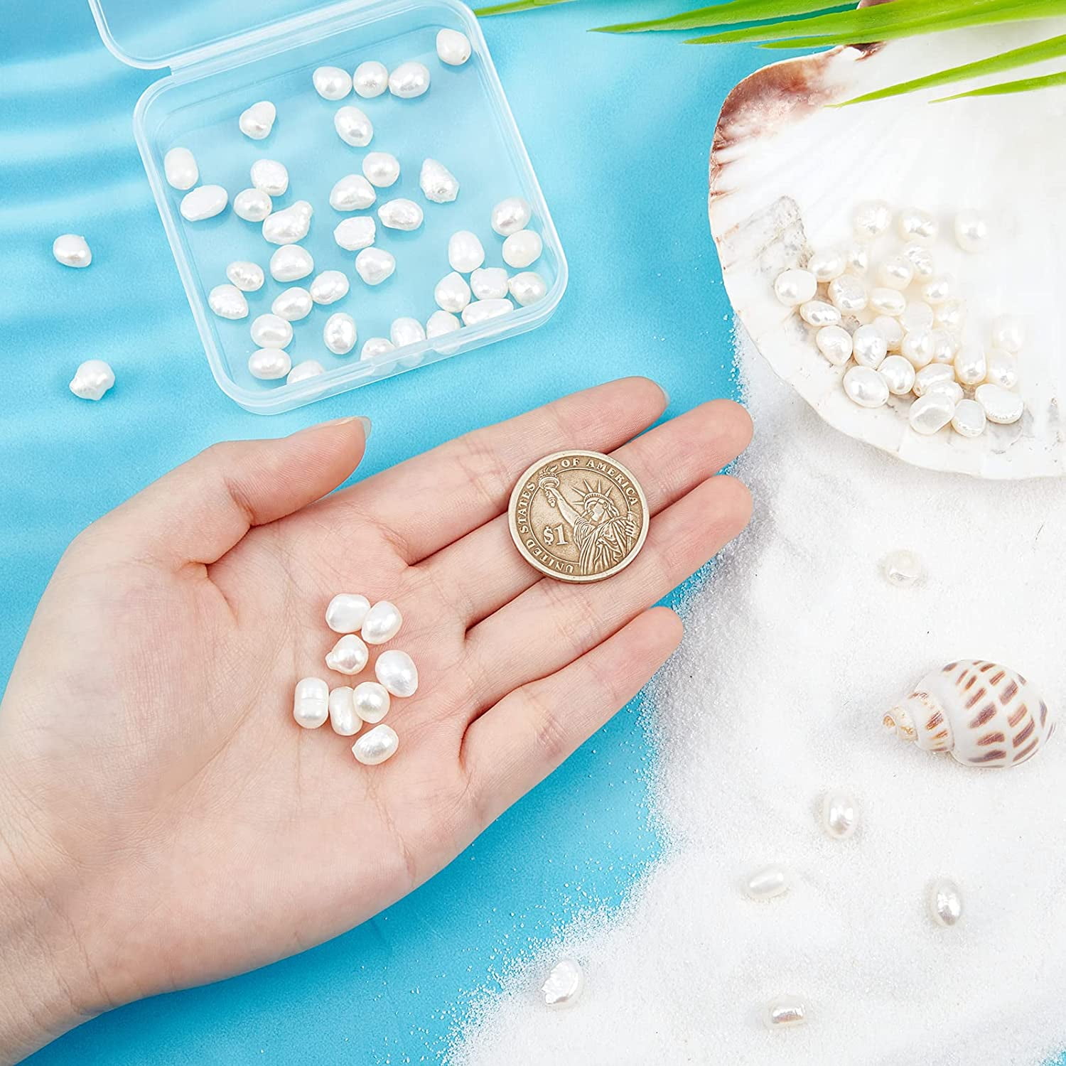 82 Pcs Natural Freshwater Pearl Beads Oval Shape Pearls Natural