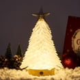 thumbnail image 4 of Sinkoo White Sea Glass Christmas Tree, 8.6" Handcrafted Mini Christmas Tree with 3-Color LED Lights, Ideal for Christmas, New Year, Home Decor, Coastal Holiday Decor, Versatile Home Decor, 4 of 6