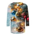 thumbnail image 5 of Women 3/4 Sleeve Shirts Christmas Pullovers Christmas Tree Printed Tees Santa Claus Graphic Sweatshirt Loose Casual Outfits Garland Clothes Shining Stars Garments Tops, 5 of 5