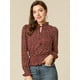 thumbnail image 2 of INSPIRE CHIC Blusa De Mujer Con Volantes Y Peplum Con Cuello Alto Y Manga Abullonada Rojo L, 2 of 6