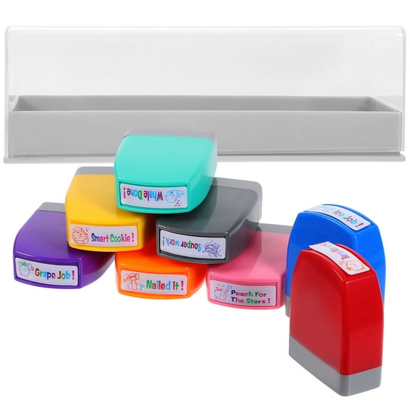 KALLORY Teacher Stampers Set for Classroom Use, Creative Plastic Stamps with Storage Box, Educational Tools for Kids