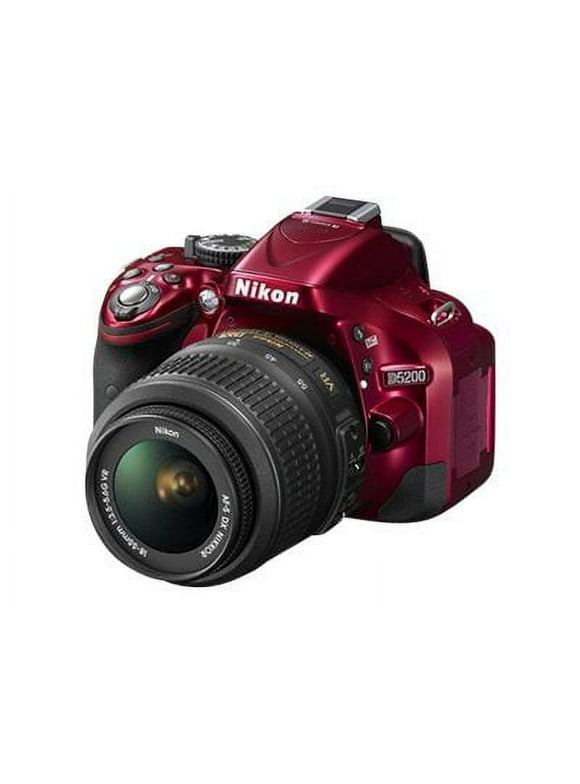 Nikon D5200 - Digital camera - SLR - 24.1 MP - APS-C / 30 fps - 3x optical zoom AF-S VR DX 18-55mm lens - red