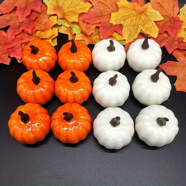 12/50/70/86/128/pcs, Autumn Decoration Set with Maple Leaves, Mini Pumpkins, Pine Cones, and Acorns - Perfect for Thanksgiving, Weddings, and Holiday Parties - Adds a Touch of Fall to Your Home Table