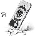 thumbnail image 3 of TJS for iPhone 16 Phone Case, [Military Grade] Robotic Magnetic Support Car Mount Metal Ring Holder Kickstand Cover (Silver), 3 of 3