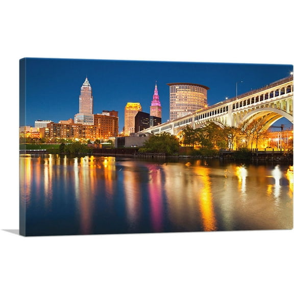 ARTCANVAS Cleveland Ohio City Skyline Canvas Art Print - Size: 18" x 12" (0.75" Deep)