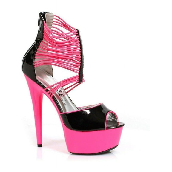 Ellie Shoes E-609-Adore 6 Neon Neon Womens Stiletto with Elastic Straps Blacklight sensitive Yellow / 5