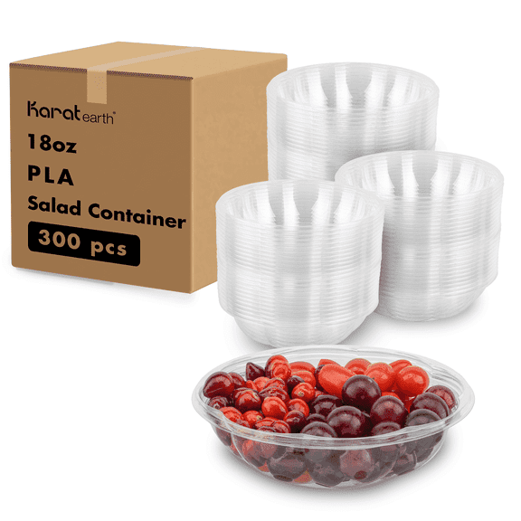 Karat Earth PLA 18 oz Salad Container (175 mm), Clear - 300 pcs