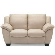 Softaly Venice Leather Loveseat, Taupe