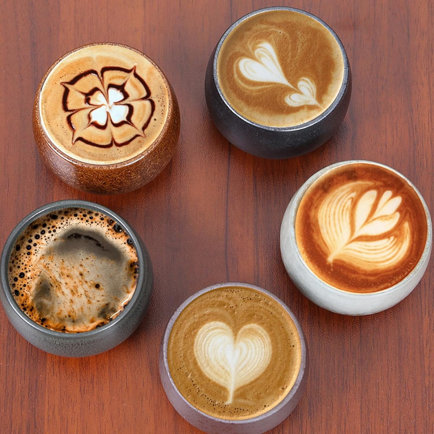 5Pcs 100ml Espresso Coffee Mugs, Ceramic Coffee Mug, Small Tea Cup, Espresso Cup, Espresso Coffee Mug, Great for Birthday, Travel