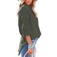 thumbnail image 4 of hirigin Women Shirt Long Sleeve Turn-down Collar Button-down Solid Tops for Casual Daily, 4 of 6