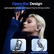 VEAT00L T5 Open Ear Headphones with Mic, Air Conduction Wireless Earbuds with LED Digital Display 40 Hrs Playtime,Clear Call ,Fast Charing,IPX7,Bluetooth 6.0 Open Ear Earbuds for Running, Workout