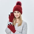 thumbnail image 6 of HNMKIU Warm Womens Knitted Thick Baseball Caps with Gloves for Winter Ski Activities, 6 of 9