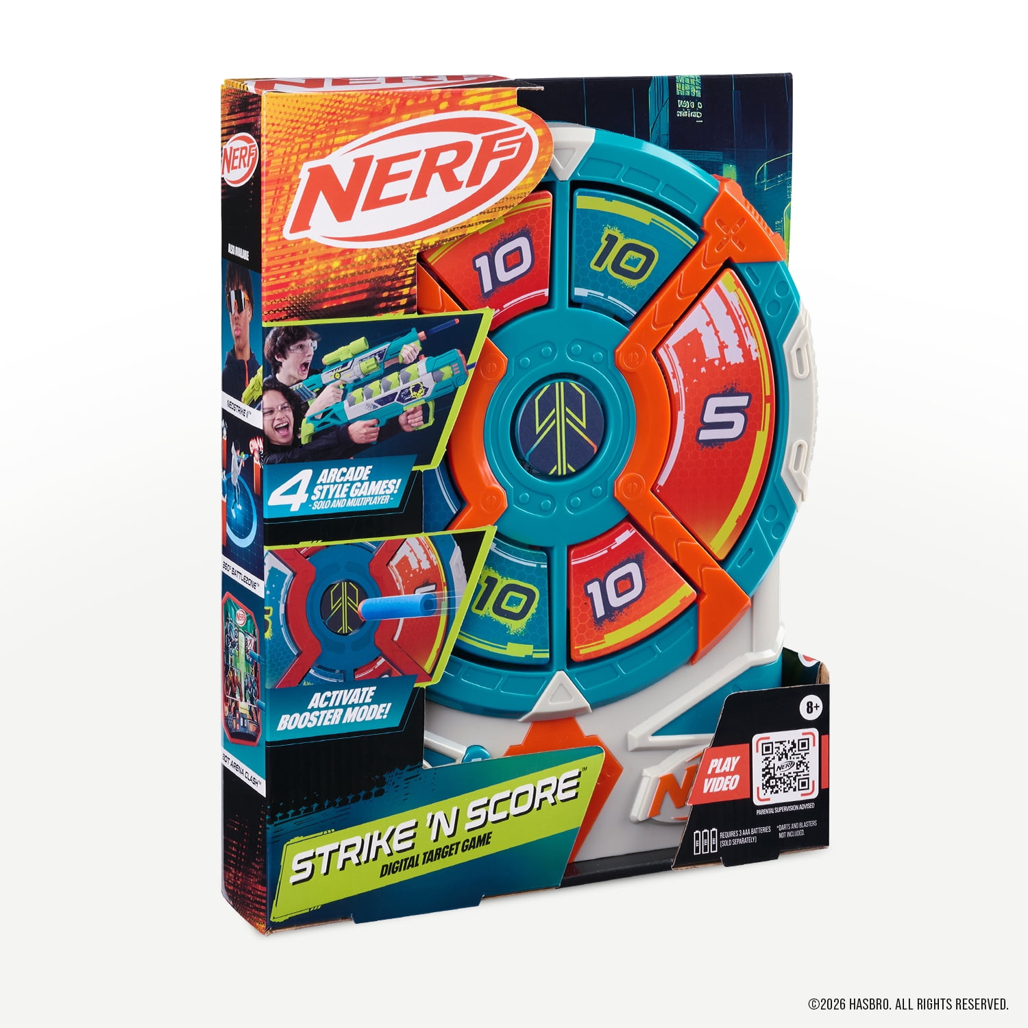 Nerf Elite Strike 'N Score Electronic Target with 4 modes for Foam Dart Blaster Play