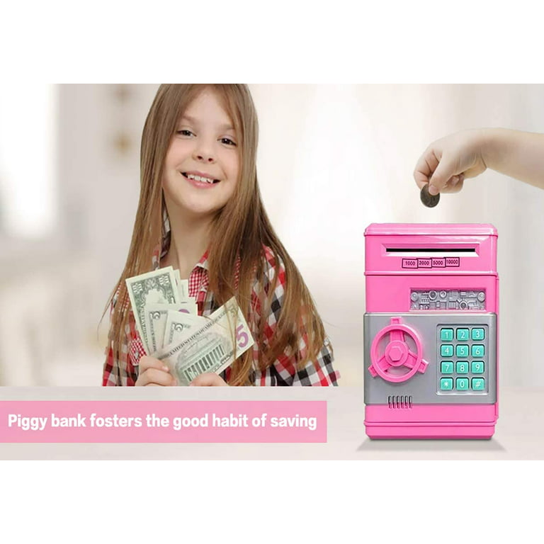 Kids Piggy Bank, Electronic Banks for Bills and Coins, Money Bank with  Password/Music Cute Mini ATM Piggy Bank Coin, Auto Scroll Cash Safe Box,  Great