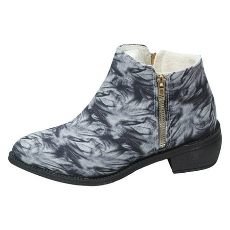 

PMUYBHF Winter New Short Side Zipper Autumn Round Toe Rubber Thick Heel Low Heel Retro 36.98