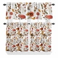 thumbnail image 2 of Kitchen Window Curtains Valance and Tier Set, Rustic Autumn Mushroom Floral Leaf Rod Pocket Tier Curtain Valance Set, Fall Plant Butterfly Light Filtering Cafe Curtains for Bedroom Living Room, 2 of 9