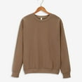 thumbnail image 2 of DondPO Womens Sweatshirt Women'S Solid Color Round Neck Oversized Sweatshirt Loose Long Sleeve Light Sweatshirt Loose Blouse Womens Hoodies Womens Fall Jackets Brown S Clearance！, 2 of 8