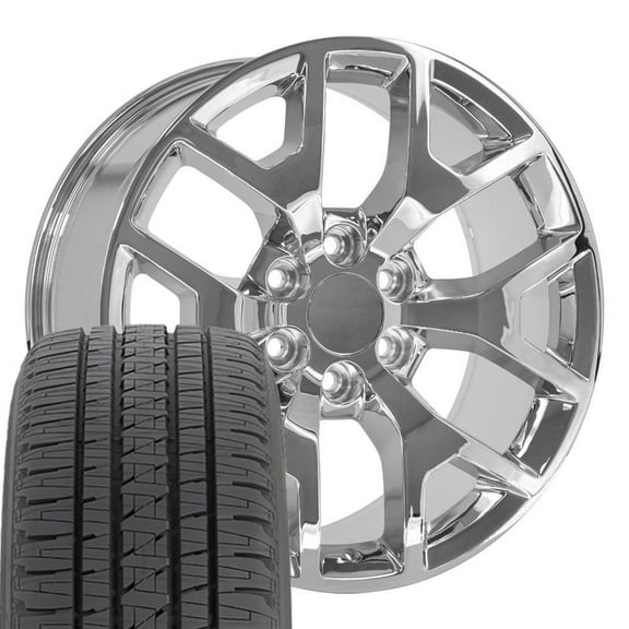 OE Wheels CV92 20 Inch Rims and Tires Fit Sierra 1500 Honeycomb Style 6x139.7 20x9 Chrome - Hollander 5656 - Dueler H/L Alenza 275/55-20 (Set of 4)