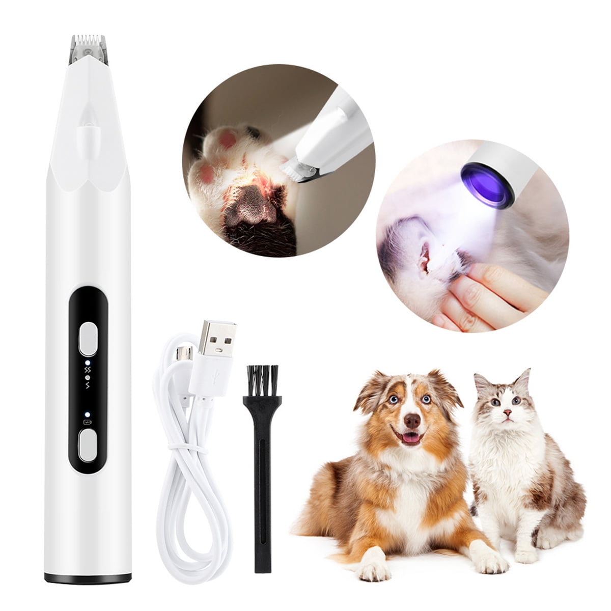 Dog Clippers - 3 in 1 Pet Groomer with LED Black Light Detector and LED  Light Cat Dog Paw Clippers Cordless Small Pet Hair Trimmer for Trimming  Hair Around Paws, Eyes, Ears,