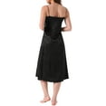thumbnail image 3 of INSPIRE CHIC Womens Satin Floral Pajamas V Neck Spaghetti Strap Chemises Slip Lingerie Midi Nightgowns L Black, 3 of 6