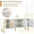 thumbnail image 4 of Boho Style TV Stand with Rattan Door, Woven Media Console Table for TVs Up to 70'', Country Style Design Side Board with Gold Metal Base for Living Room, 4 of 9