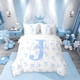thumbnail image 3 of Castle Fairy Personalized Initial Girl 7-Piece Twin Bedding Sets,Kawaii Bowknot Bedding Comforter Set,Blue White Breathable Sheet Sets,Microfiber Bedroom Decor, 3 of 9