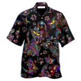 thumbnail image 3 of Camisetas con estampado 3D de gatos coloridos para hombre, camisetas casuales de manga corta con botones para vacaciones en la playa, camisetas de talla grande para hombre, 3 of 4